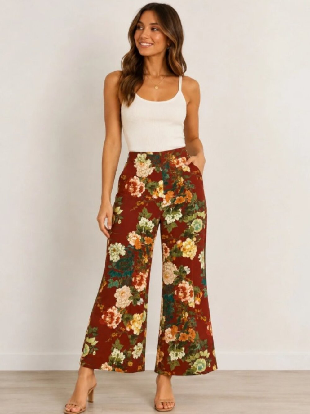 Chico's Eastern Bouquet Cropped Palazzo Pants Size 1.5R (10R)